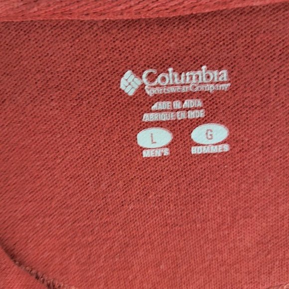 Columbia Mens Polo Burnt Red Short Sleeve Embroidered Size Large - Picture 3 of 3